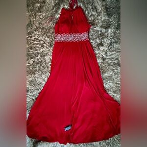 R&M Richards Red Maxi Dress with Silver Accents